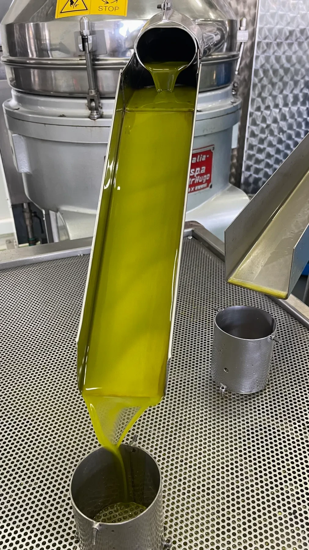 Oil flowing from processing equipment